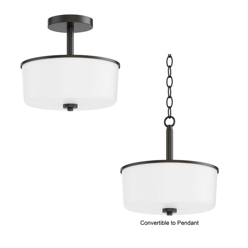 Maxim 5692WTBK Fuller 2 Light Semi Flush/Pendant Convertible | Black