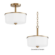 Maxim 5692WTNAB Fuller 2 Light Semi Flush/Pendant Convertible | Natural Aged Brass