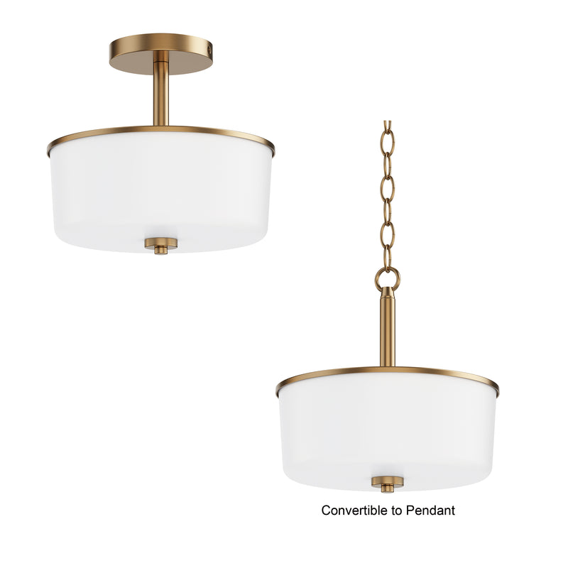 Maxim 5692WTNAB Fuller 2 Light Semi Flush/Pendant Convertible | Natural Aged Brass