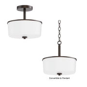 Maxim 5692WTOI Fuller 2 Light Semi Flush/Pendant Convertible | Oil Rubbed Bronze