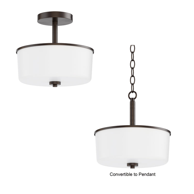 Maxim 5692WTOI Fuller 2 Light Semi Flush/Pendant Convertible | Oil Rubbed Bronze
