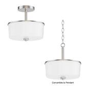 Maxim 5692WTSN Fuller 2 Light Semi Flush/Pendant Convertible | Satin Nickel