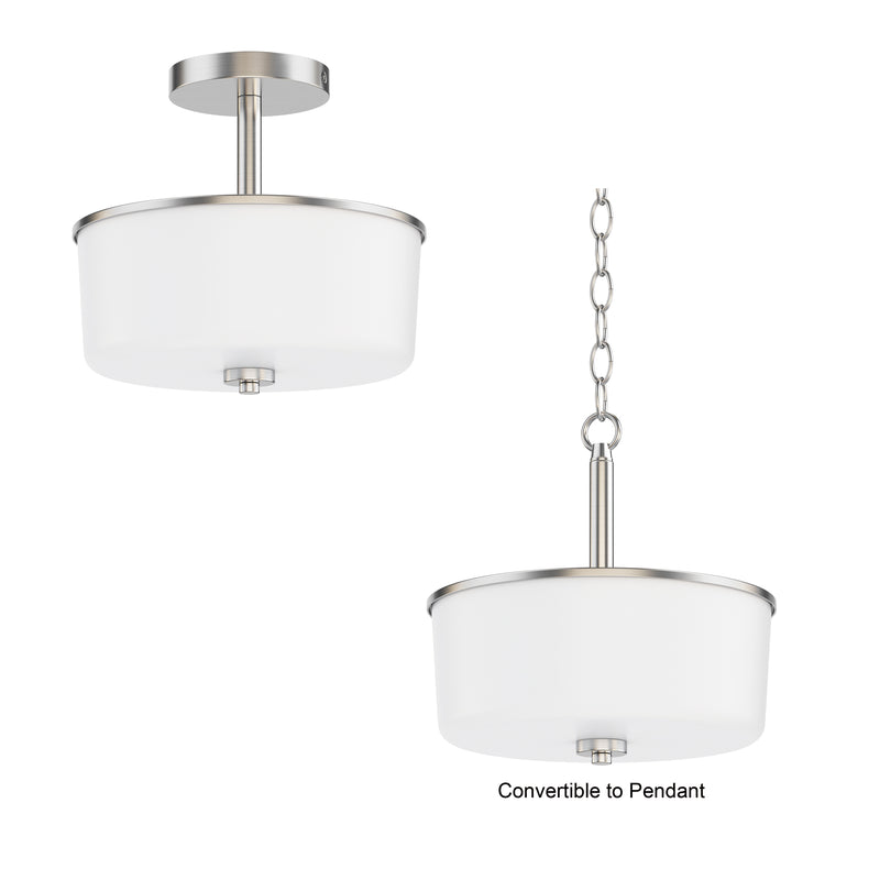 Maxim 5692WTSN Fuller 2 Light Semi Flush/Pendant Convertible | Satin Nickel