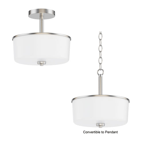 Maxim 5692WTSN Fuller 2 Light Semi Flush/Pendant Convertible | Satin Nickel
