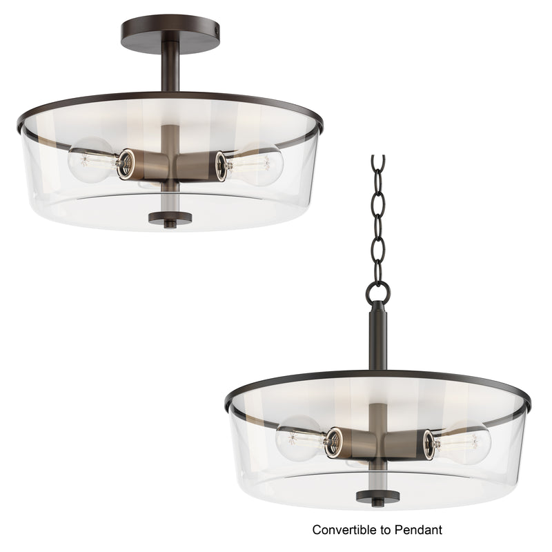 Maxim 5695CLBK Fuller 3 Light Semi Flush/Pendant Convertible | Black