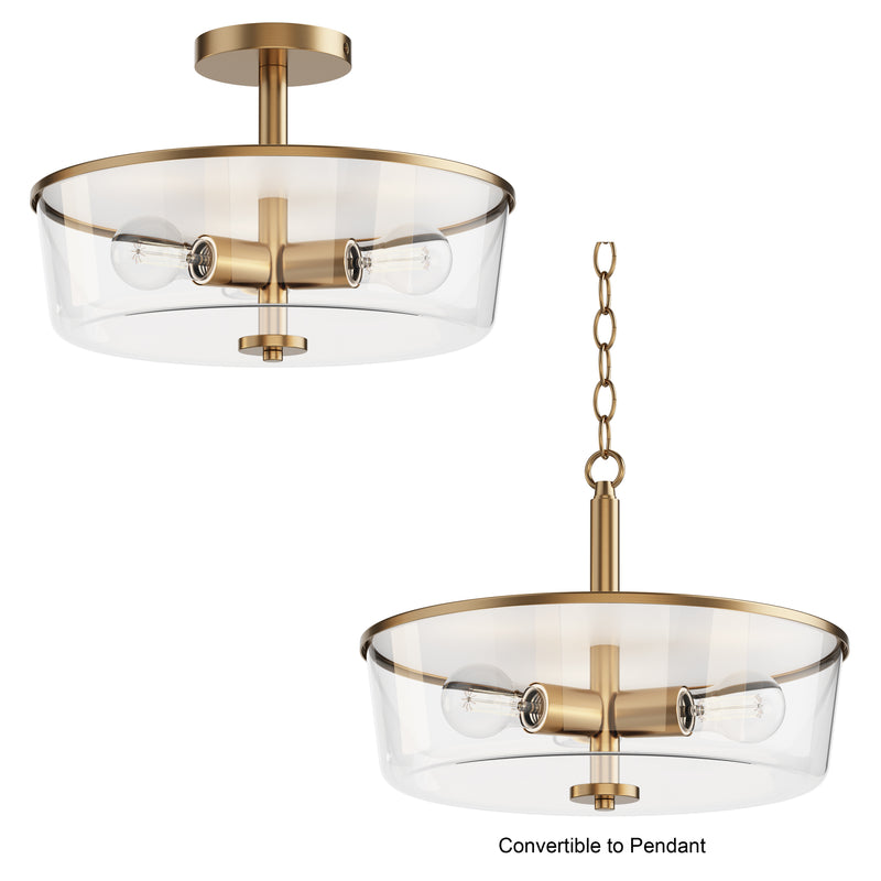 Maxim 5695CLNAB Fuller 3 Light Semi Flush/Pendant Convertible | Natural Aged Brass