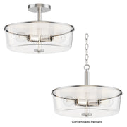 Maxim 5695CLSN Fuller 3 Light Semi Flush/Pendant Convertible | Satin Nickel