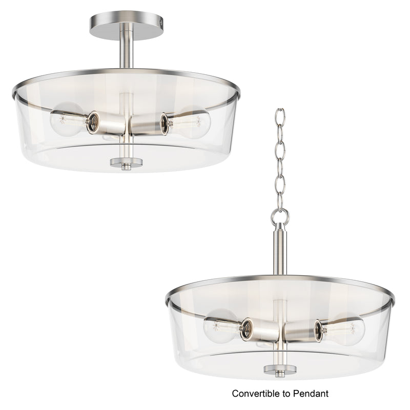 Maxim 5695CLSN Fuller 3 Light Semi Flush/Pendant Convertible | Satin Nickel