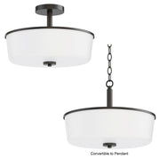 Maxim 5695WTBK Fuller 3 Light Semi Flush/Pendant Convertible | Black