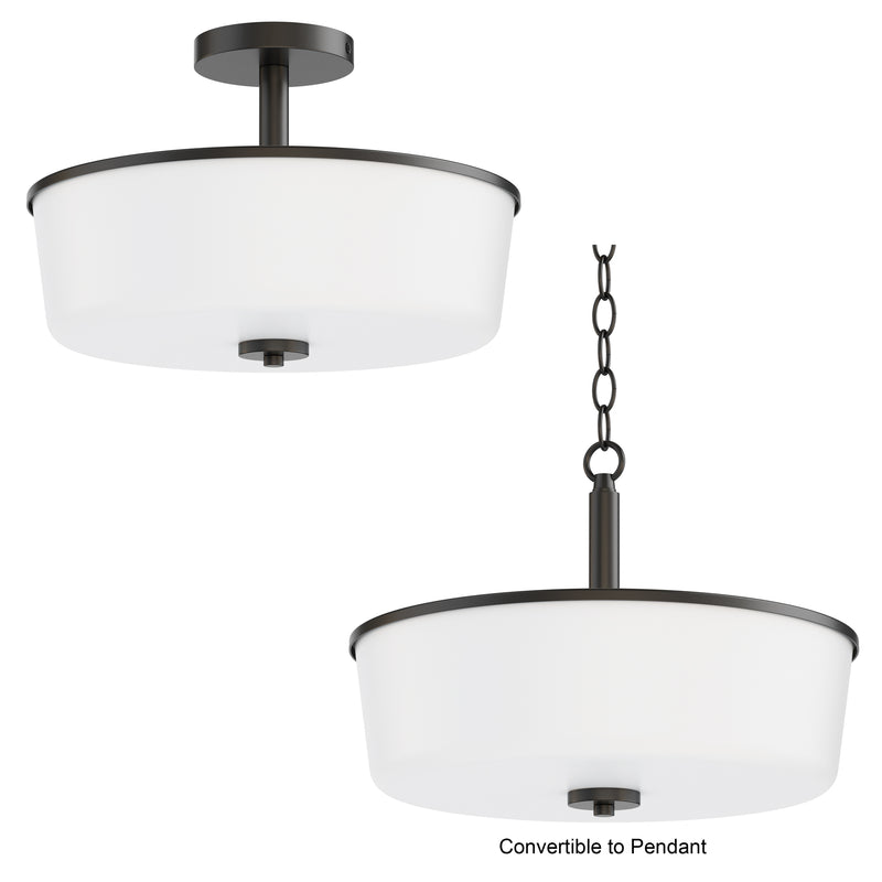 Maxim 5695WTBK Fuller 3 Light Semi Flush/Pendant Convertible | Black