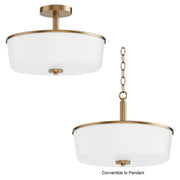 Maxim 5695WTNAB Fuller 3 Light Semi Flush/Pendant Convertible | Natural Aged Brass