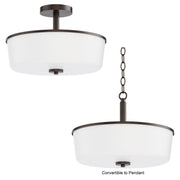 Maxim 5695WTOI Fuller 3 Light Semi Flush/Pendant Convertible | Oil Rubbed Bronze