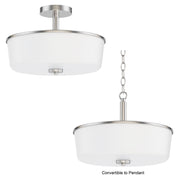 Maxim 5695WTSN Fuller 3 Light Semi Flush/Pendant Convertible | Satin Nickel