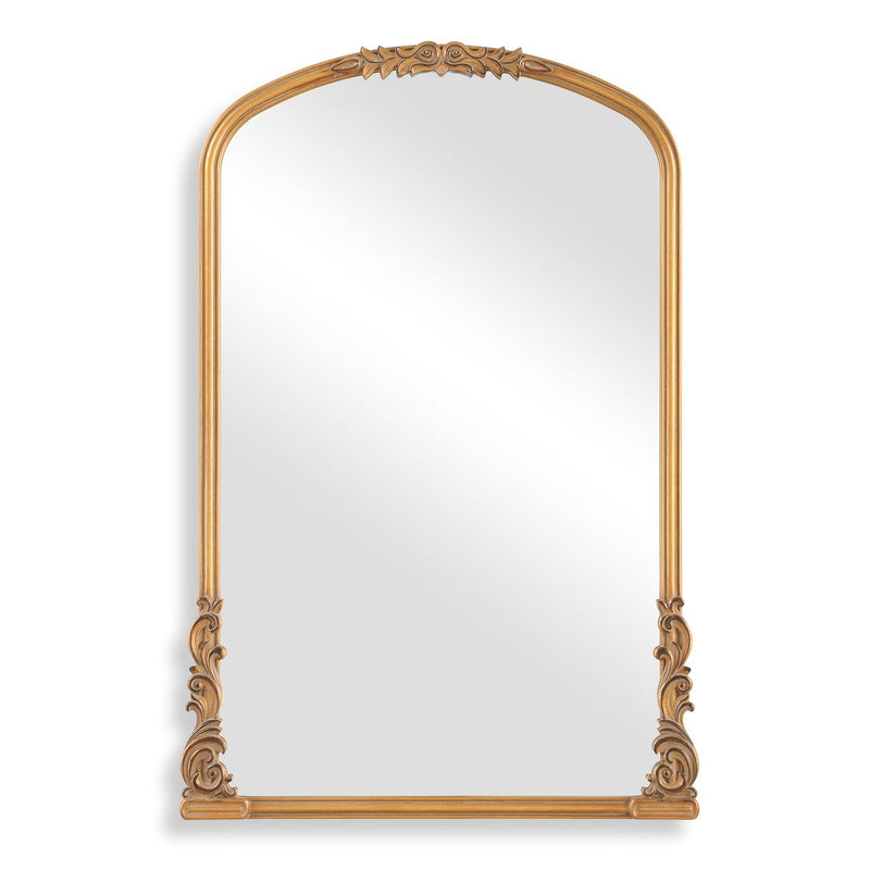 Evara Antique Gold Mirror | Classic Ornate Baroque Arch Engineered Wood Frame Mirror (24 in. W x 36 in. H x 1 in. D)