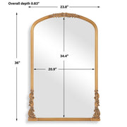 Evara Antique Gold Mirror | Classic Ornate Baroque Arch Engineered Wood Frame Mirror (24 in. W x 36 in. H x 1 in. D)