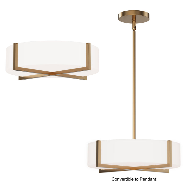 Maxim 57945WTNAB Dexter 15" LED Flush MountPendant Convertible | Natural Aged Brass
