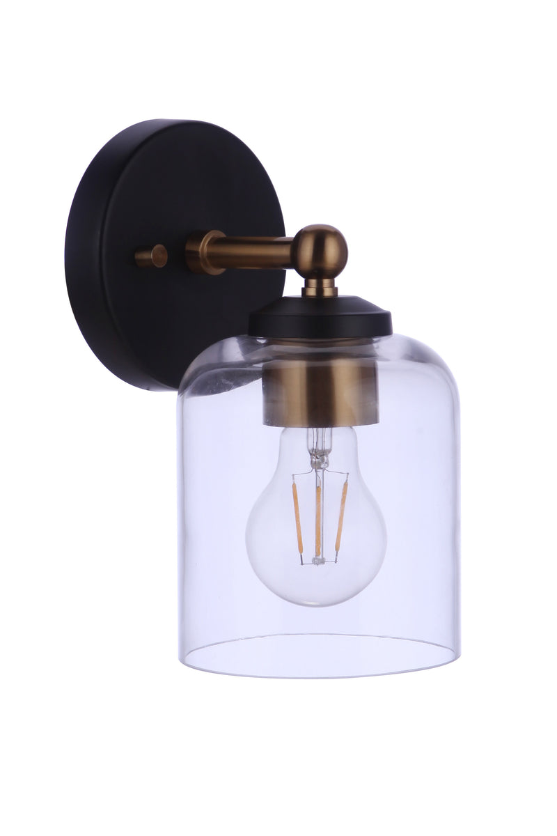 Craftmade 18705FBSB1 Coppa 1 Light Wall Sconce -Flat Black/Satin Brass - ALCOVE LIGHTING