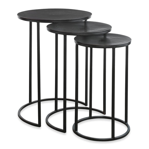 Kozari Nesting Tables Set of 3 | Rich Espresso and Iron Craftsmanship (Small: 12 in. W x 20 in. H; Medium: 14 in. W x 22 in. H; Large: 17 in. W x 24 in. H)