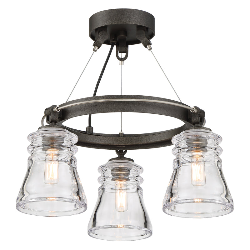 Minka Lavery Graham Avenue 3 Light Semi Flush Mount-Smoked Iron