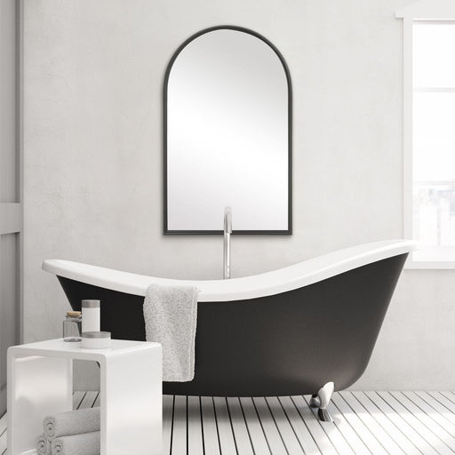 Arvisa Matte Black Mirror | Modern Arch Iron Frame Bathroom Vanity Mirror (24 in. W x 39 in. H x 1 in. D)