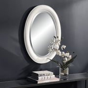Avara Pure White Mirror | Modern Oval Polystyrene Frame Bathroom Vanity Mirror Mounted Vertical or Horizontal (22 in. W x 29 in. H x 1 in. D)