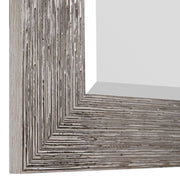 Struxe Silver Tones Mirror | Modern Rectangle Engineered Polymer Frame Bathroom Vanity Mirror Mounted Vertical or Horizontal (26 in. W x 36 in. H x 1 in. D)