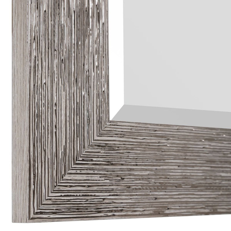 Struxe Silver Tones Mirror | Modern Rectangle Engineered Polymer Frame Bathroom Vanity Mirror Mounted Vertical or Horizontal (26 in. W x 36 in. H x 1 in. D)