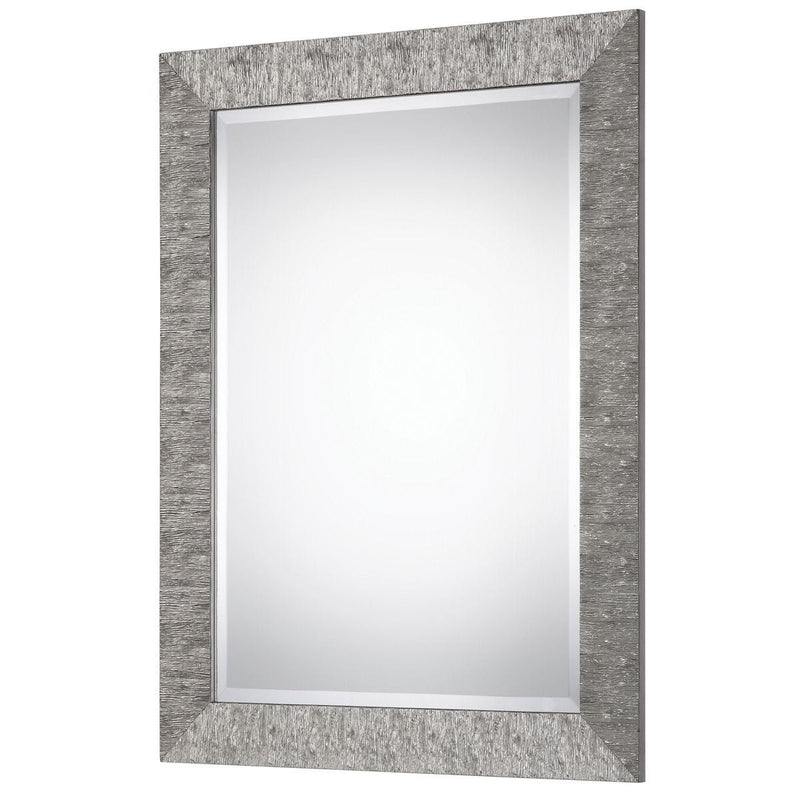Vellor Metallic Silver Mirror | Classic Rectangle Engineered Wood Frame Bathroom Vanity Mirror Mounted Vertical or Horizontal (31 in. W x 41 in. H x 1 in. D)