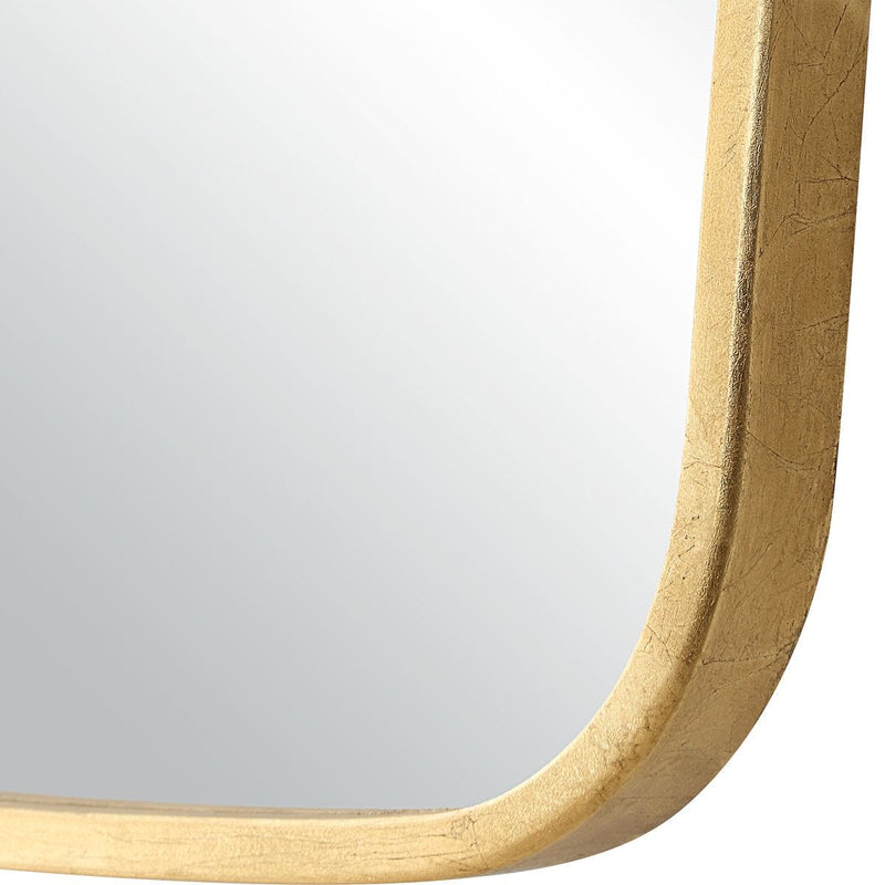 Zenval Gold Leaf Mirror | Modern Iron Frame Bathroom Vanity Mirror (22 in. W x 34 in. H x 1 in. D)