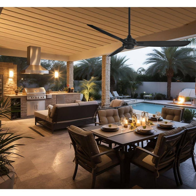Minka Aire Rudolph Wet F728-CL 60-Inch Outdoor Ceiling Fan in Coal Black with Remote