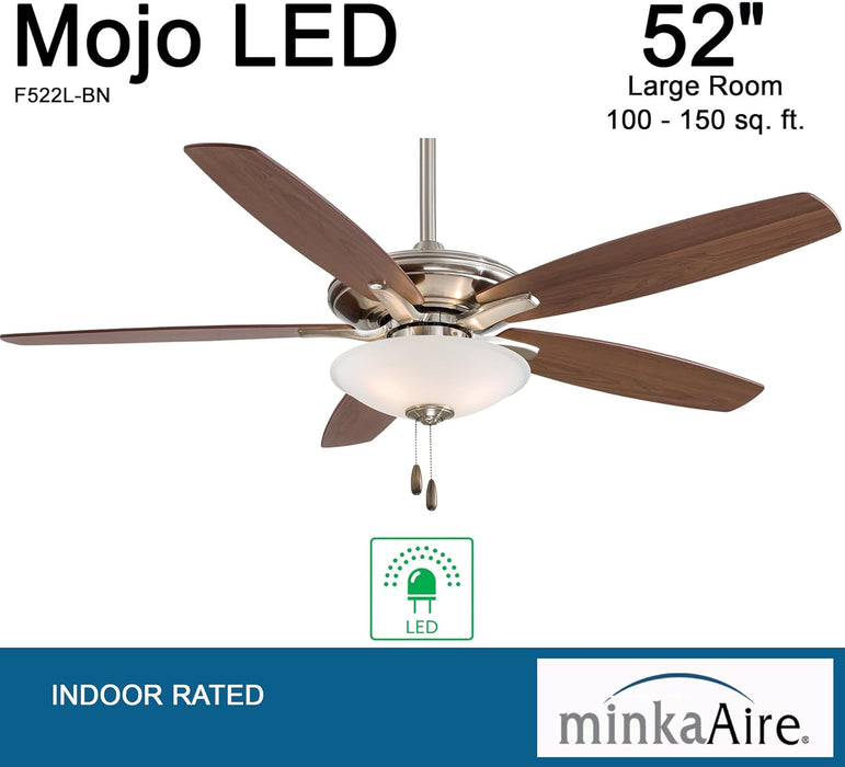 Minka Aire F522L-BN Mojo 52" Brushed Nickel Ceiling Fan with LED Light