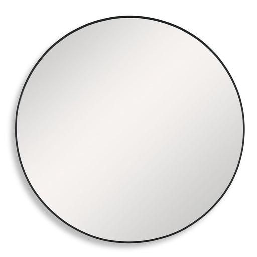 Arculo Satin Black Mirror | Modern Round Aluminum Frame Bathroom Vanity Mirror (34 in. W x 34 in. H x 2 in. D)