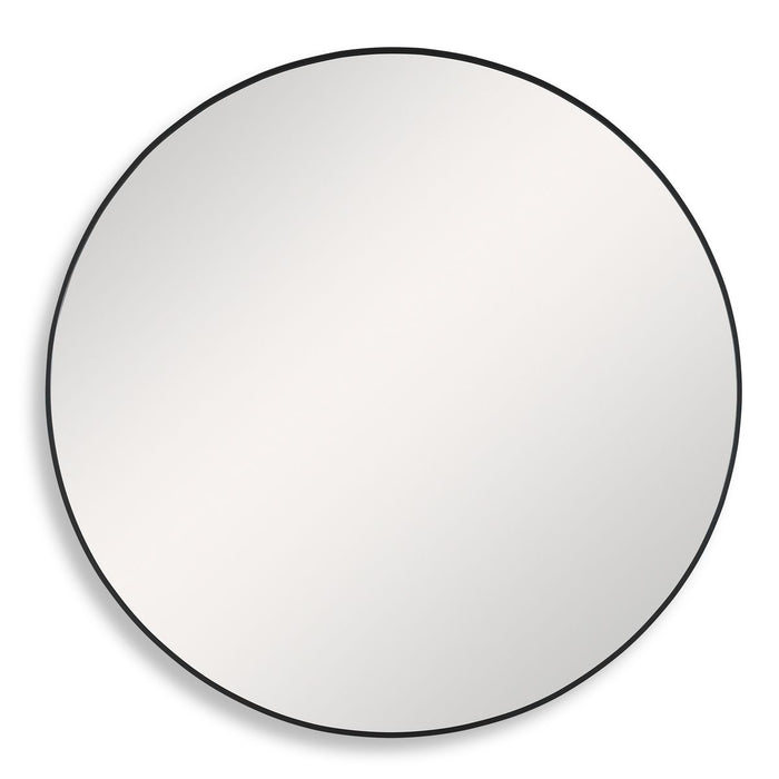Arculo Satin Black Mirror | Modern Round Aluminum Frame Bathroom Vanity Mirror (34 in. W x 34 in. H x 2 in. D)