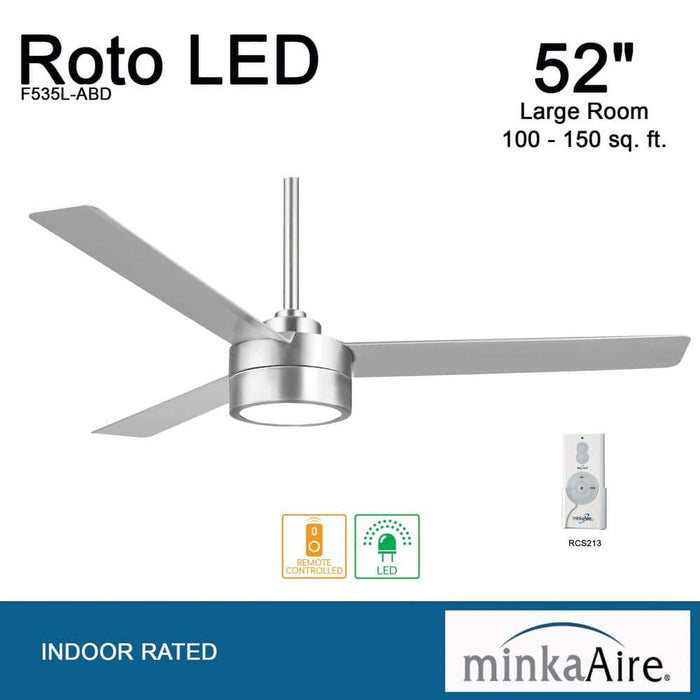 Minka Aire Roto LED 52" Brushed Aluminum Ceiling Fan with Remote Control