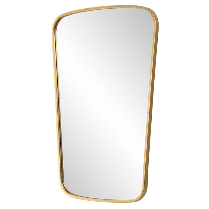 Zenval Gold Leaf Mirror | Modern Iron Frame Bathroom Vanity Mirror (22 in. W x 34 in. H x 1 in. D)