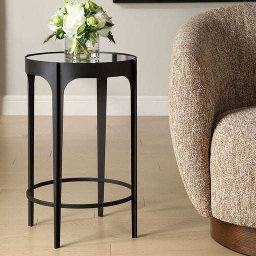 Averon Accent Table | Matte Black and Mirrored Top (16 in. W x 24 in. H)