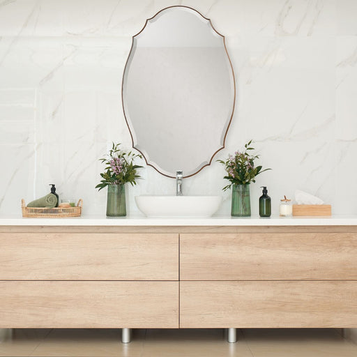 Domari Antique Bronze and Gold Mirror | Modern Oval Engineered Wood Frame Bathroom Vanity Mirror Mounted Vertical or Horizontal (28 in. W x 42 in. H x 1 in. D)