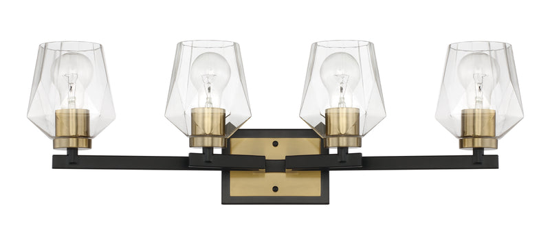 Craftmade 56904-FBSB Avante Grand 4 Light Bathroom Vanity Light -Flat Black/Satin Brass
