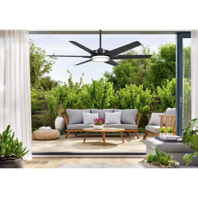 Minka Aire Deco F866L-CL 65-Inch LED Outdoor Modern Ceiling Fan in Coal Black with Remote
