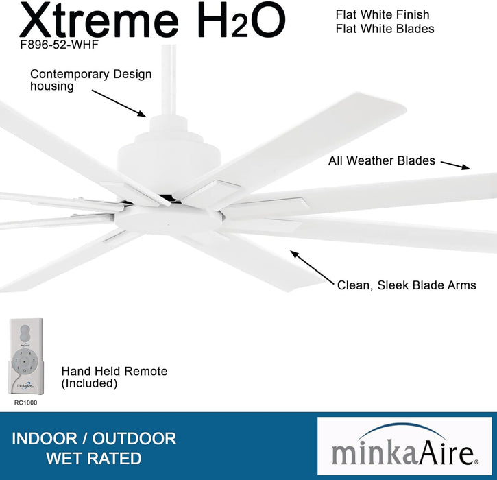 Minka Aire Xtreme H2O 52" Outdoor Flat White Ceiling Fan with Remote Control