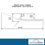 Minka Aire Java Xtreme 84" Outdoor Flat White Smart LED Ceiling Fan with Remote - ALCOVE LIGHTING