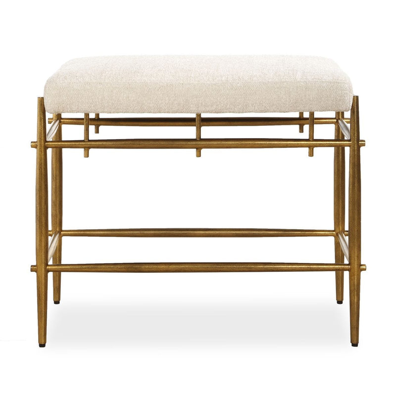 Uttermost 53039 Karleen Plush White Small Brass Bench