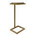 Riva Accent Table | Antiqued Gold and Brown Emperador Marble Top (10 in. W x 23 in. H x 8 in. D)