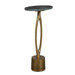 Kalra Accent Table | Antique Brass and Emerald Green Oval Marble Top (12 in. W x 24 in. H x 8 in. D)