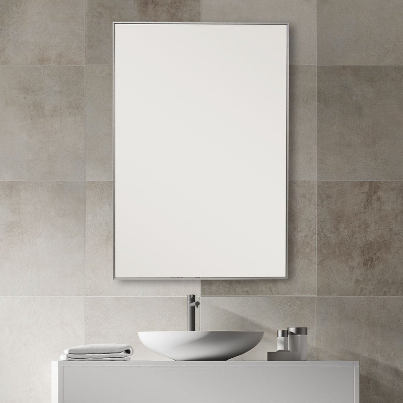 Moden Silver Mirror | Modern Rectangle Frame Bathroom Vanity Mirror Mounted Vertical or Horizontal (21 in. W x 31 in. H x 1 in. D)