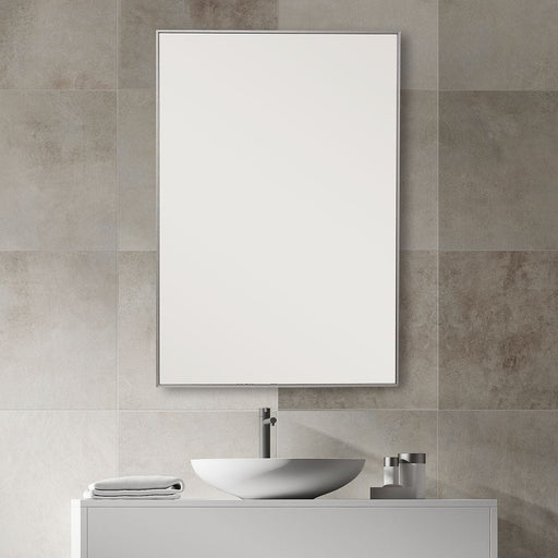 Moden Silver Mirror | Modern Rectangle Frame Bathroom Vanity Mirror Mounted Vertical or Horizontal (21 in. W x 31 in. H x 1 in. D)