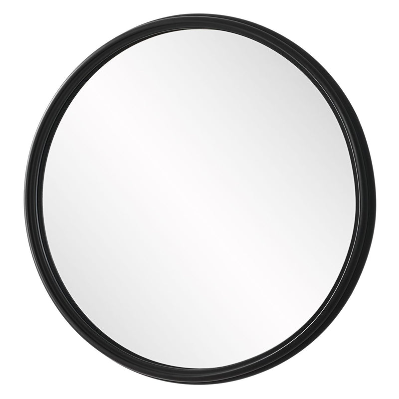 Velra Matte Black Mirror | Modern Round Engineered Polymer Frame Bathroom Vanity Mirror (32 in. W x 32 in. H x 2 in. D)