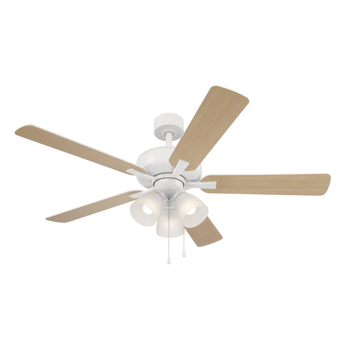 Stellant 52 in. Matte White Ceiling Fan with LED Light and Pull Chain Control