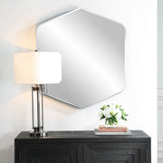 Gemura Black Mirror | Modern Diamond Polystyrene Frame Bathroom Vanity Mirror with Rounded Corners (32 in. W x 36 in. H x 1 in. D)