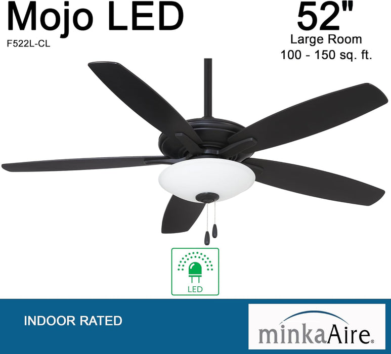 Minka Aire F522L-CL Mojo 52" Coal Black Ceiling Fan with LED Light